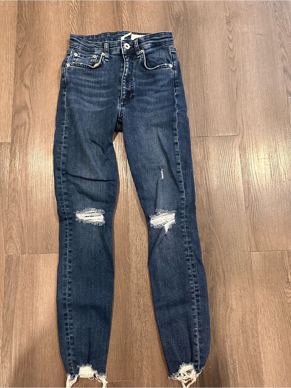 Rag & bone high rise distressed skinny jeans